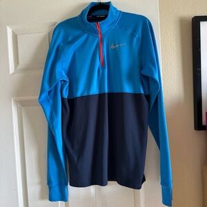 Nike Men’s Teal and Navy Long Sleeve Quarter-Zip Pullover
